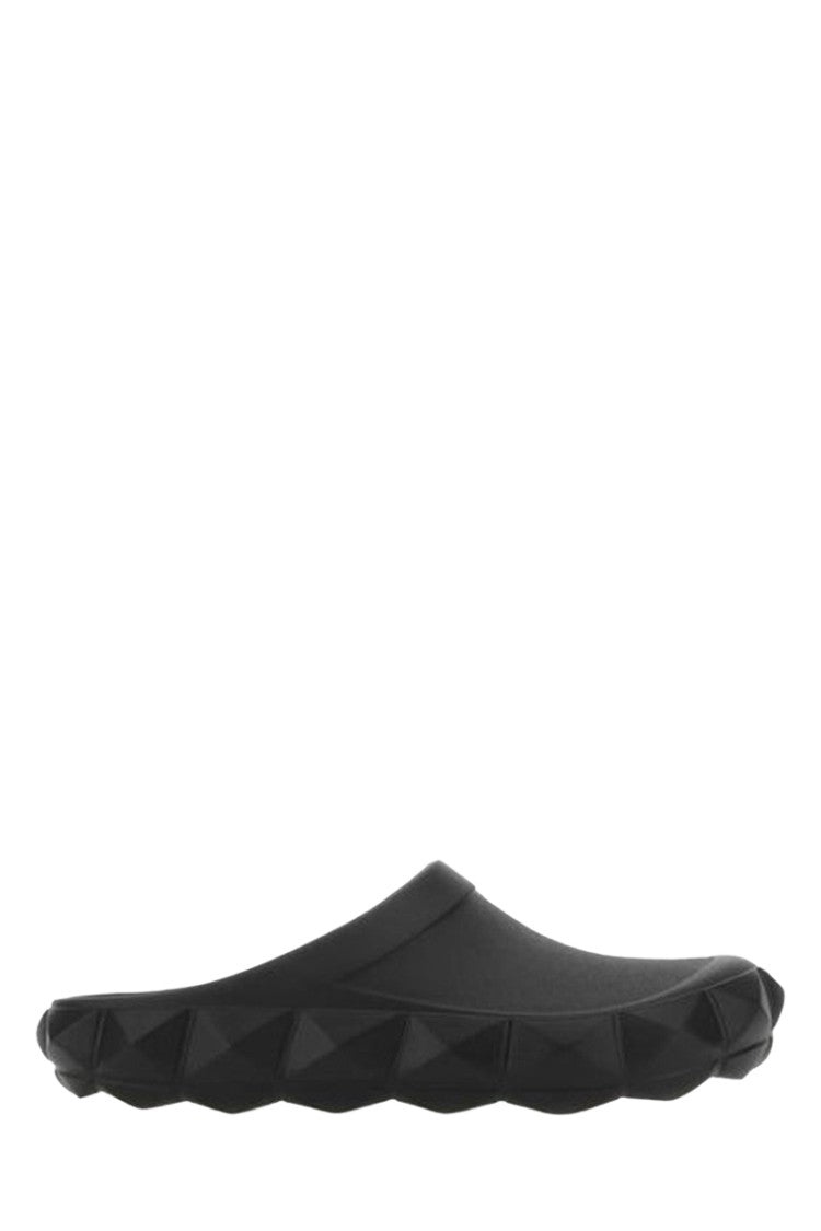 Valentino Black Rubber Roman Stud Turtle Slippers