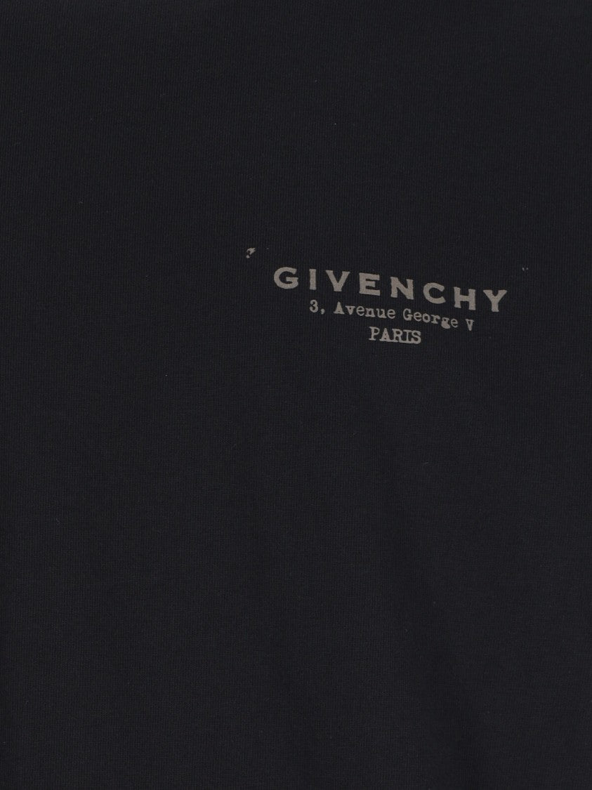 Givenchy Cotton Black T-Shirt With Embroidered Givenchy Logo