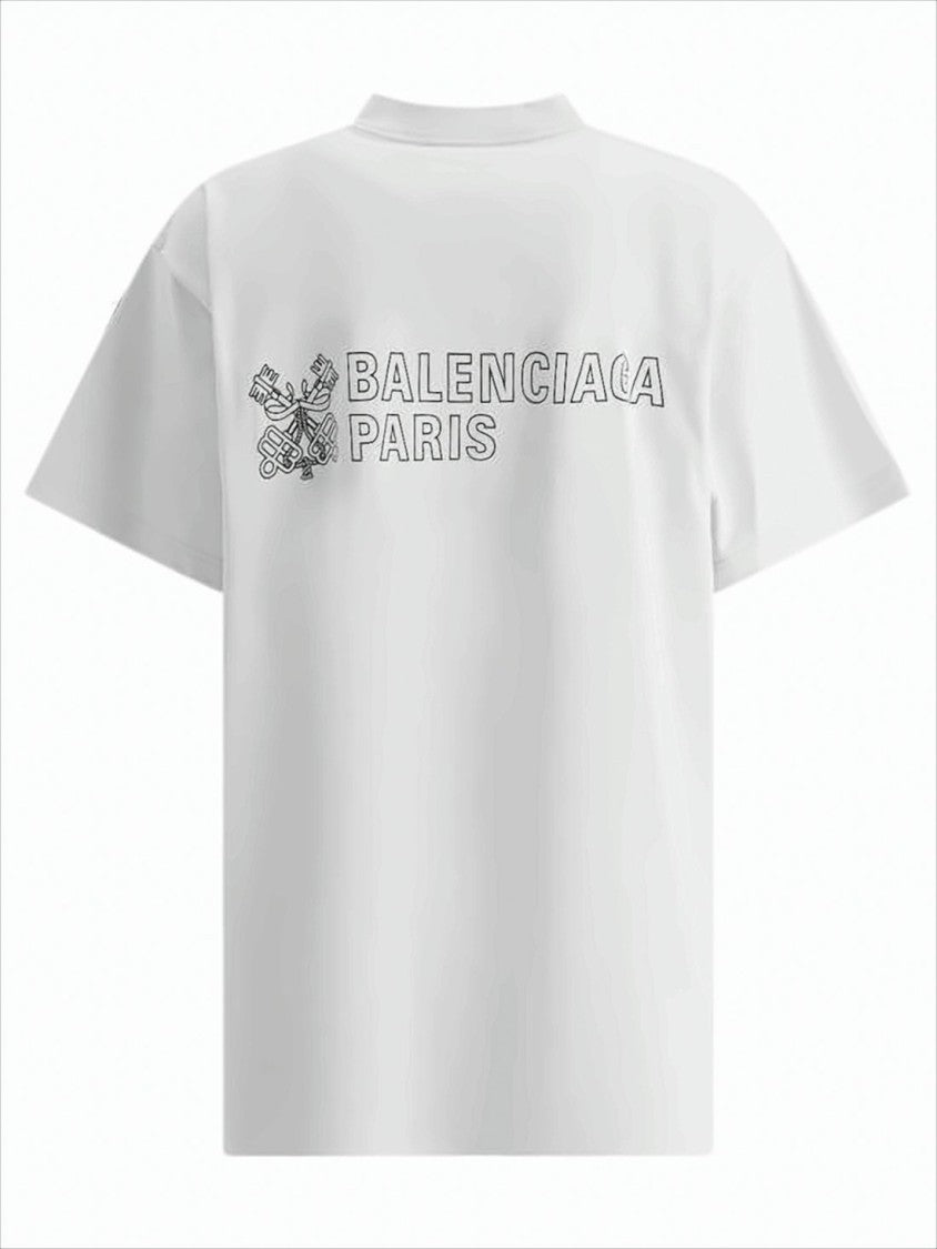 Balenciaga Relaxed-Fit White T-Shirt With Emblems