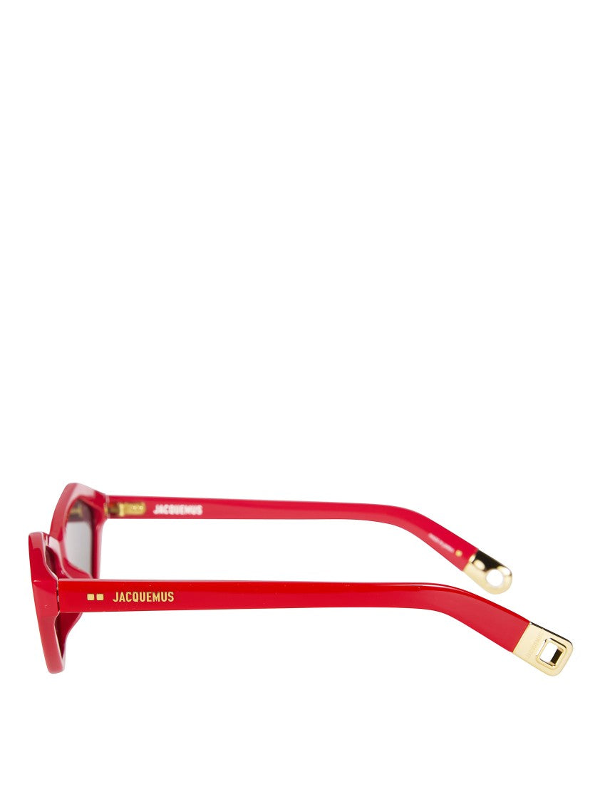 Jacquemus Angular Cat Eye Red Frame Sunglasses