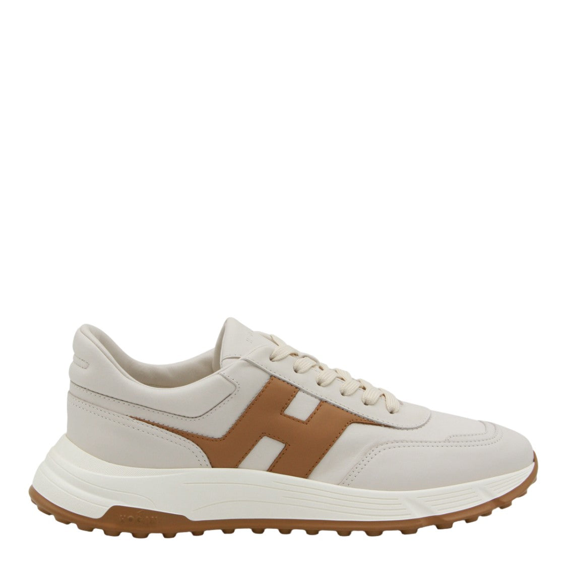 Hogan Cream Base Sneakers With Tan Logo