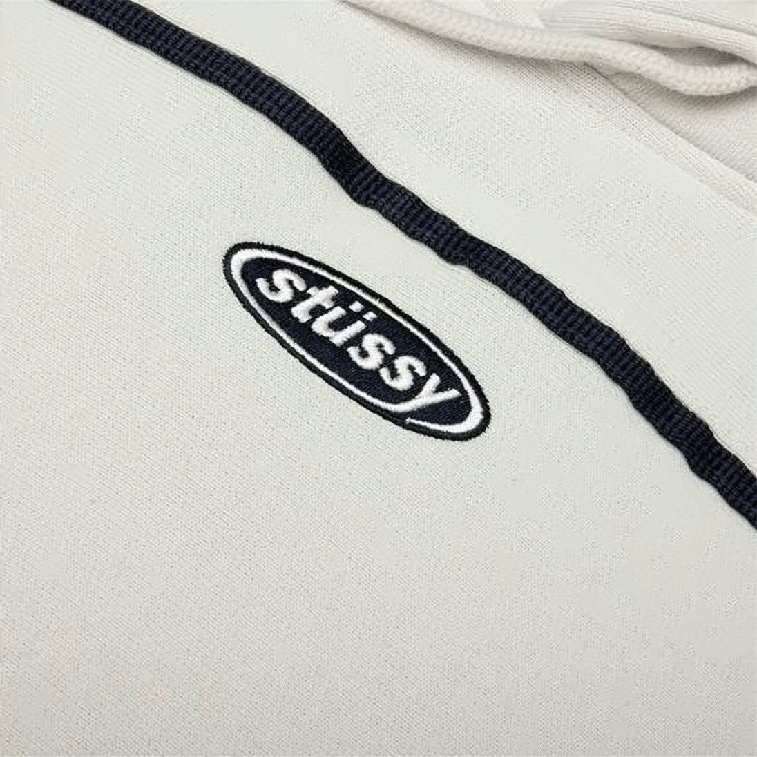 Stussy Minimalist White Hoodie With Subtle Branding And Ribbed Cuffs