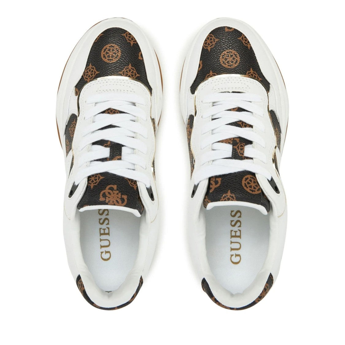 Guess White Hapyy Monogram Panel Chunky Sneakers