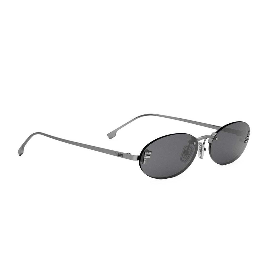 Fendi Silver First Crystal Fe4075us Oval Rimless Metal Sunglasses