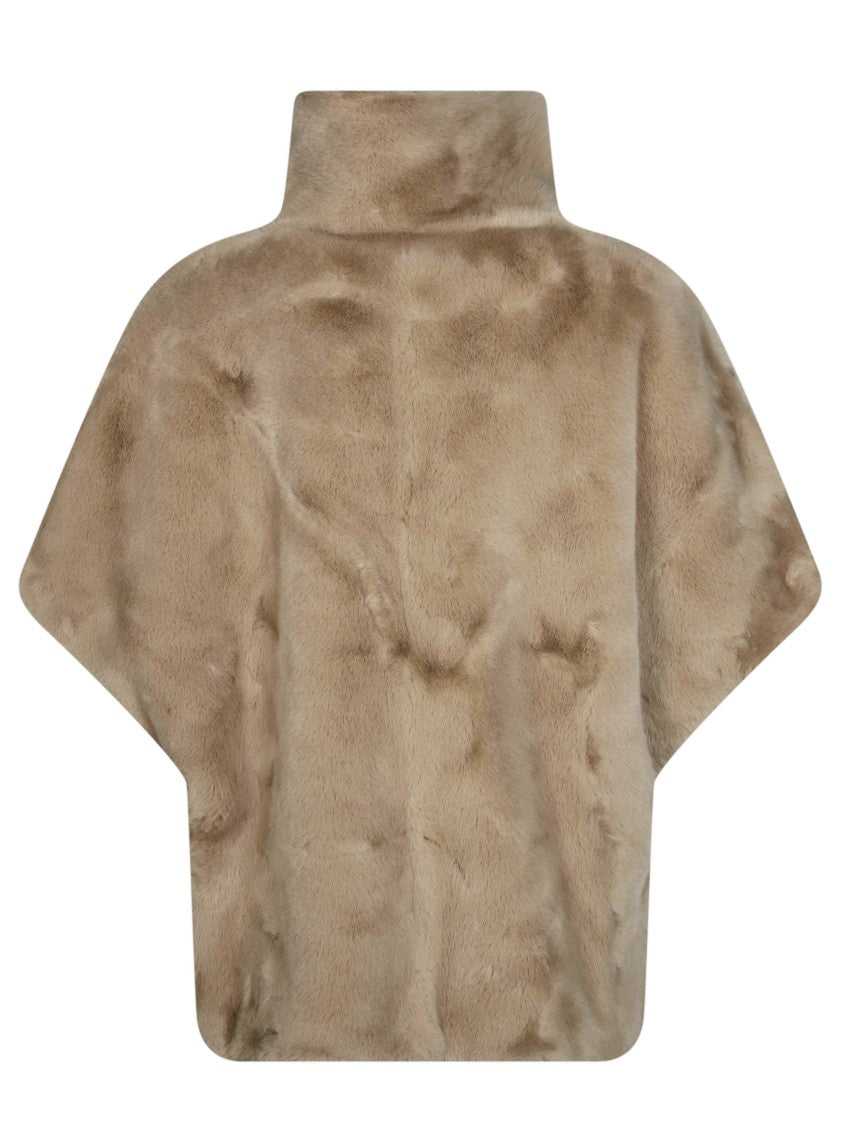 Pinko New Comodino Cape Plush Short Buckle Cape