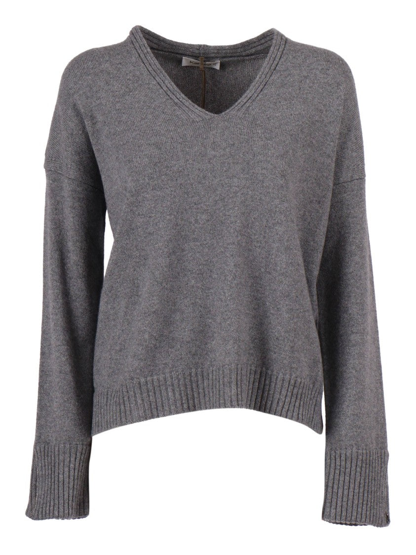 Kangra Cashmere Knit Pullover With Strass Embellishments At Cuffs