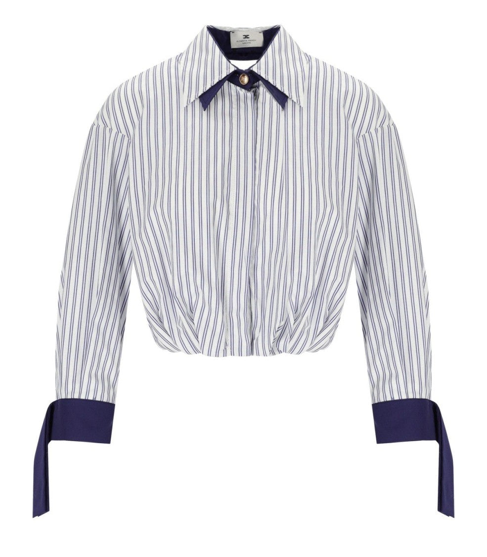 Elisabetta Franchi Oltremare Striped Cropped Shirt