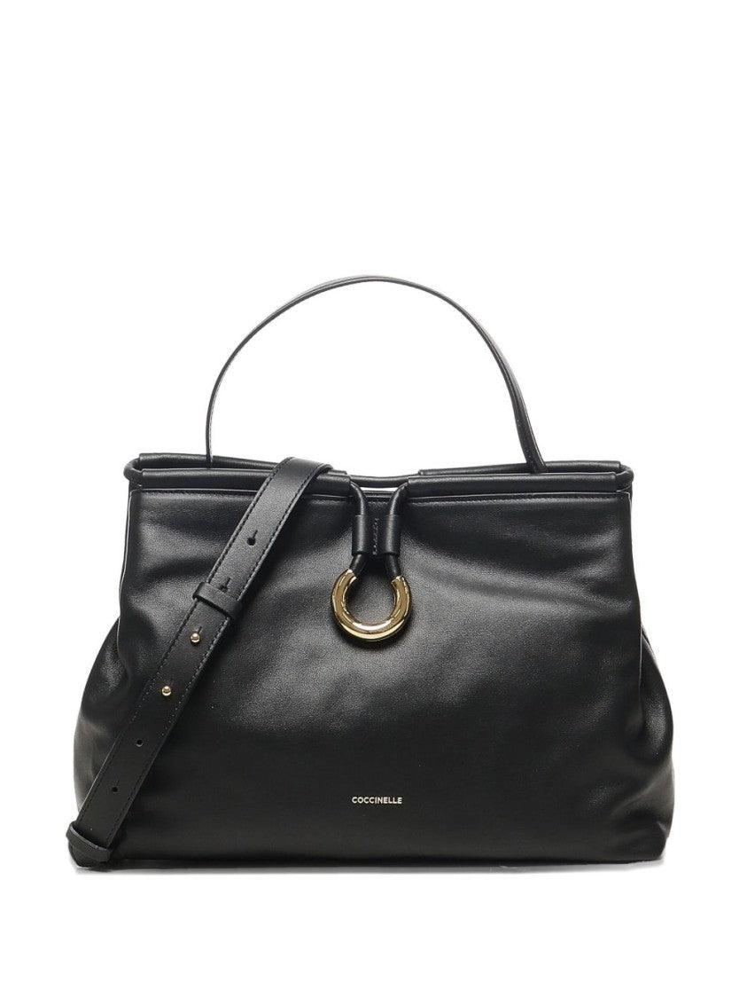 Coccinelle Structured Calfskin Shoulder Bag With Gold-Tone Clasp