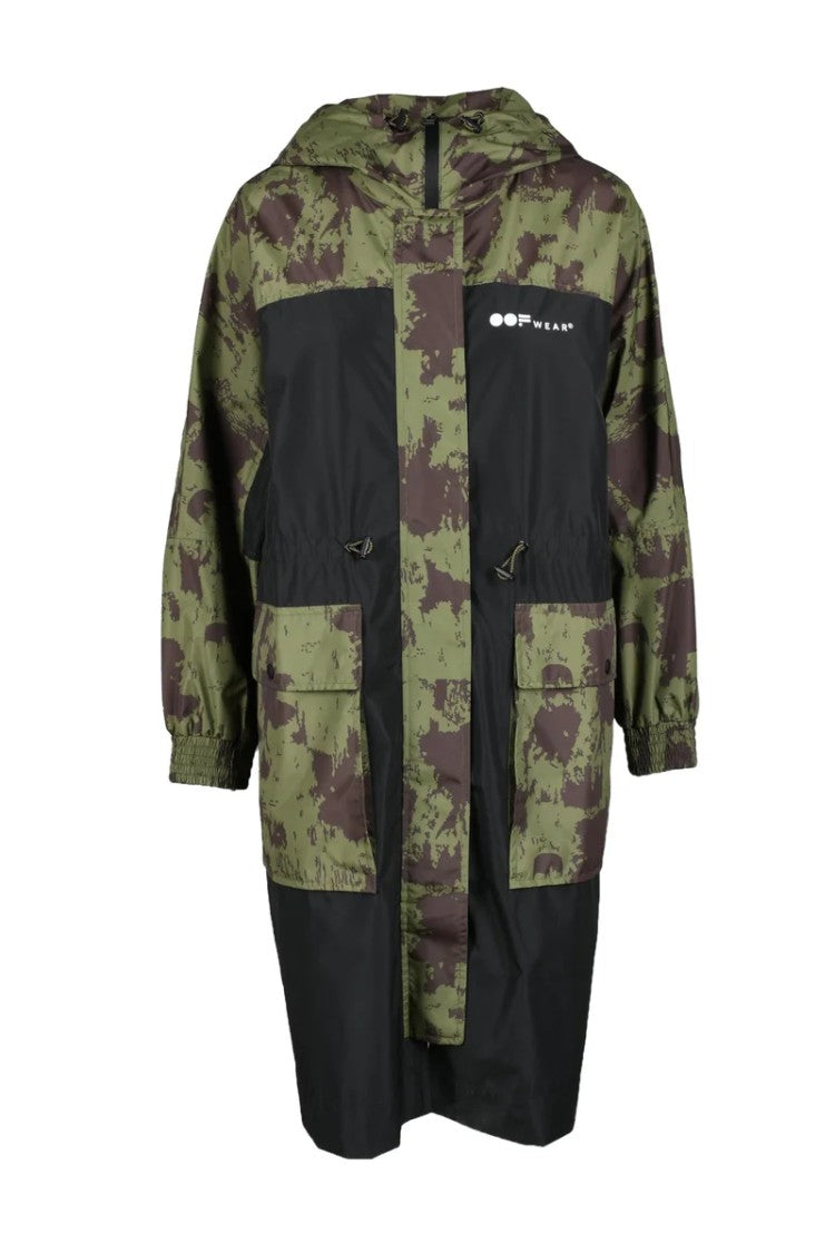 Oof Camouflage Green And Black Waterproof Parka