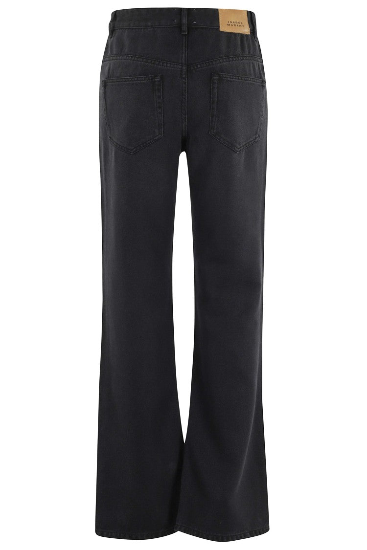 Isabel Marant Faded Black Belvira Gb Belt-Loops Flared Lyocell-Blend Jeans