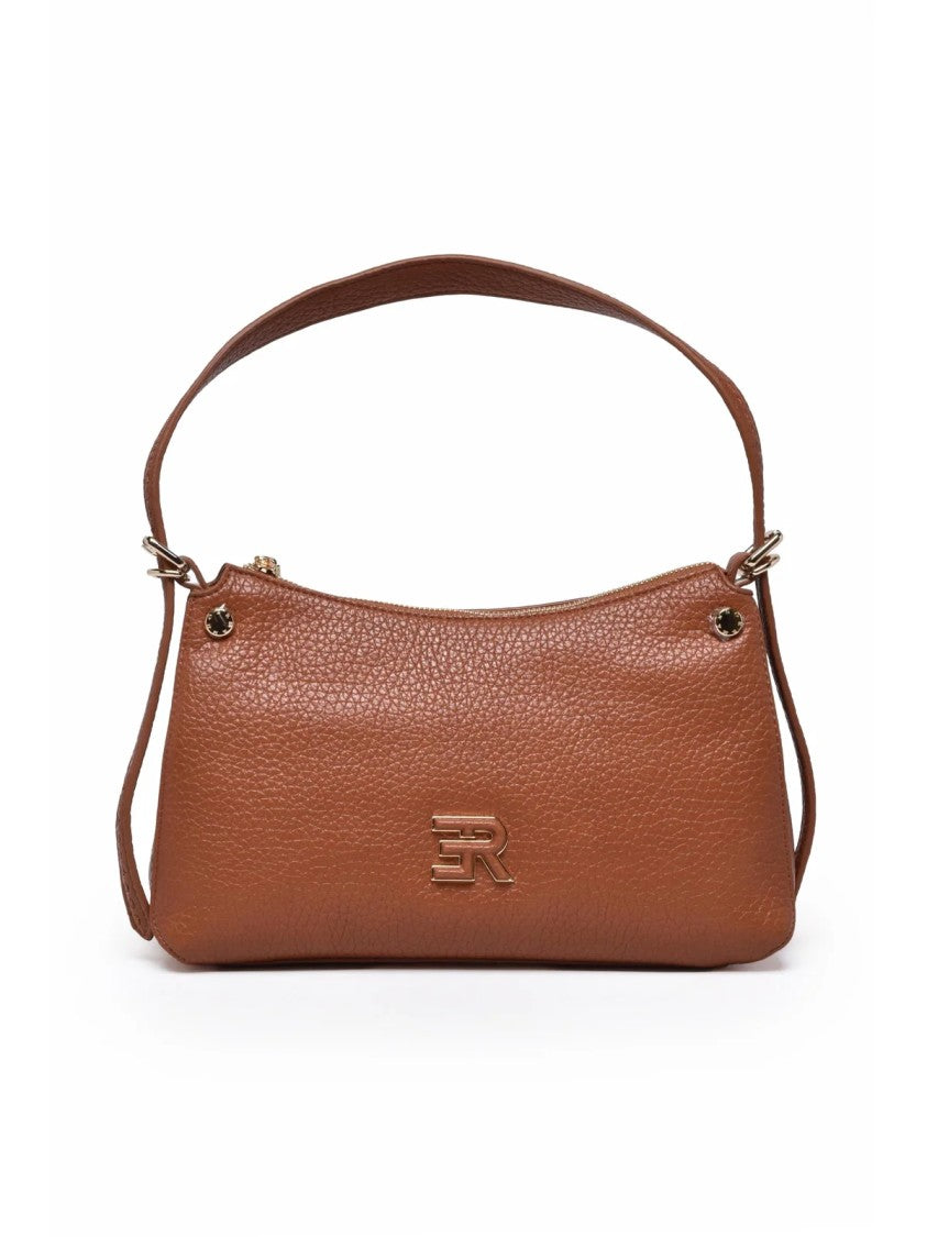 Ermanno Firenze Cognac Textured Polyurethane Unity Shoulder Bag