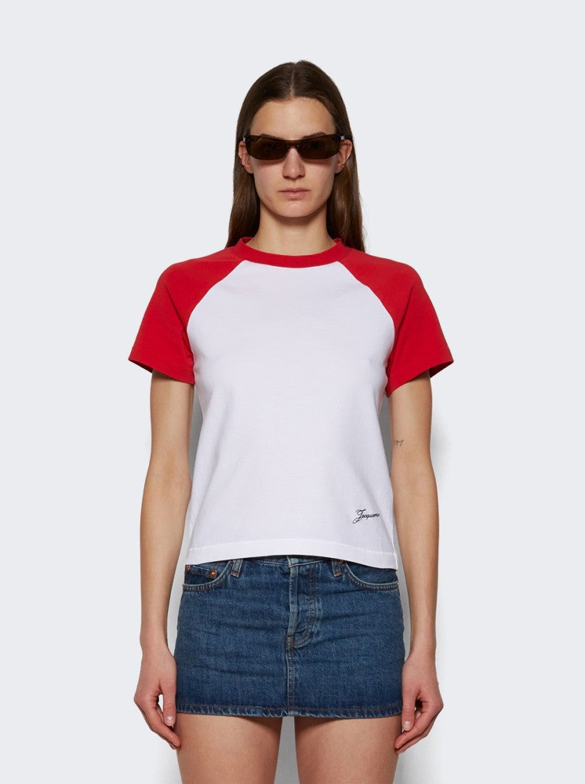 Jacquemus Le Mini Tee Baseball White And Red