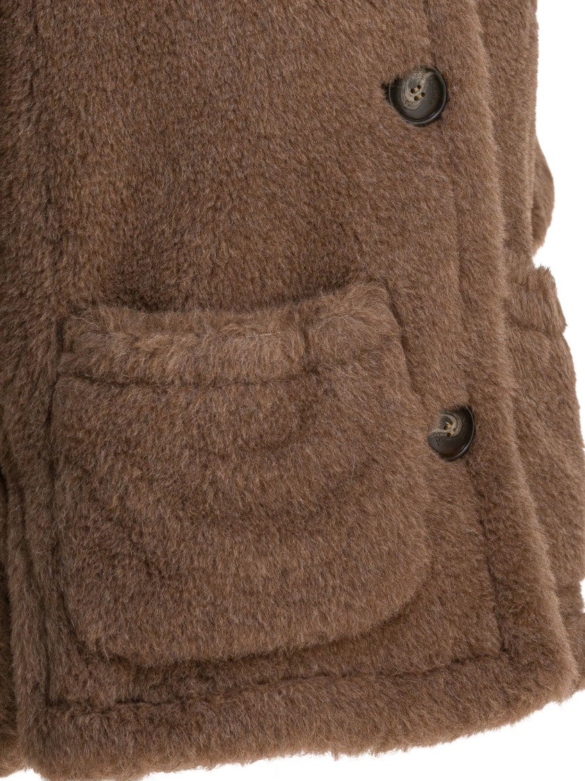 Max Mara Teddy Fabric Cape With Boxy Silhouette
