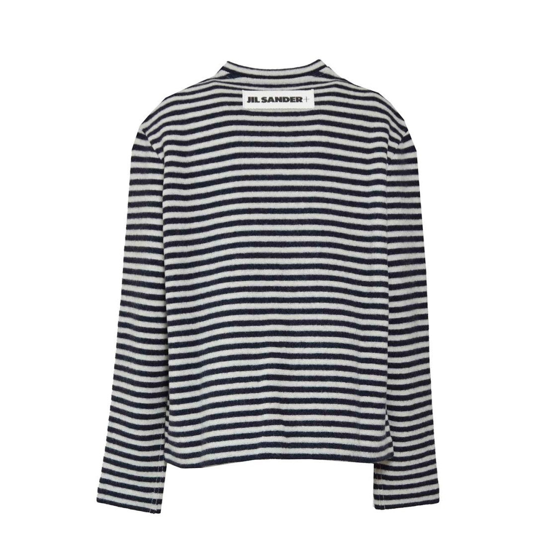 Jil Sander White And Blue Striped Wool Crewneck Sweater