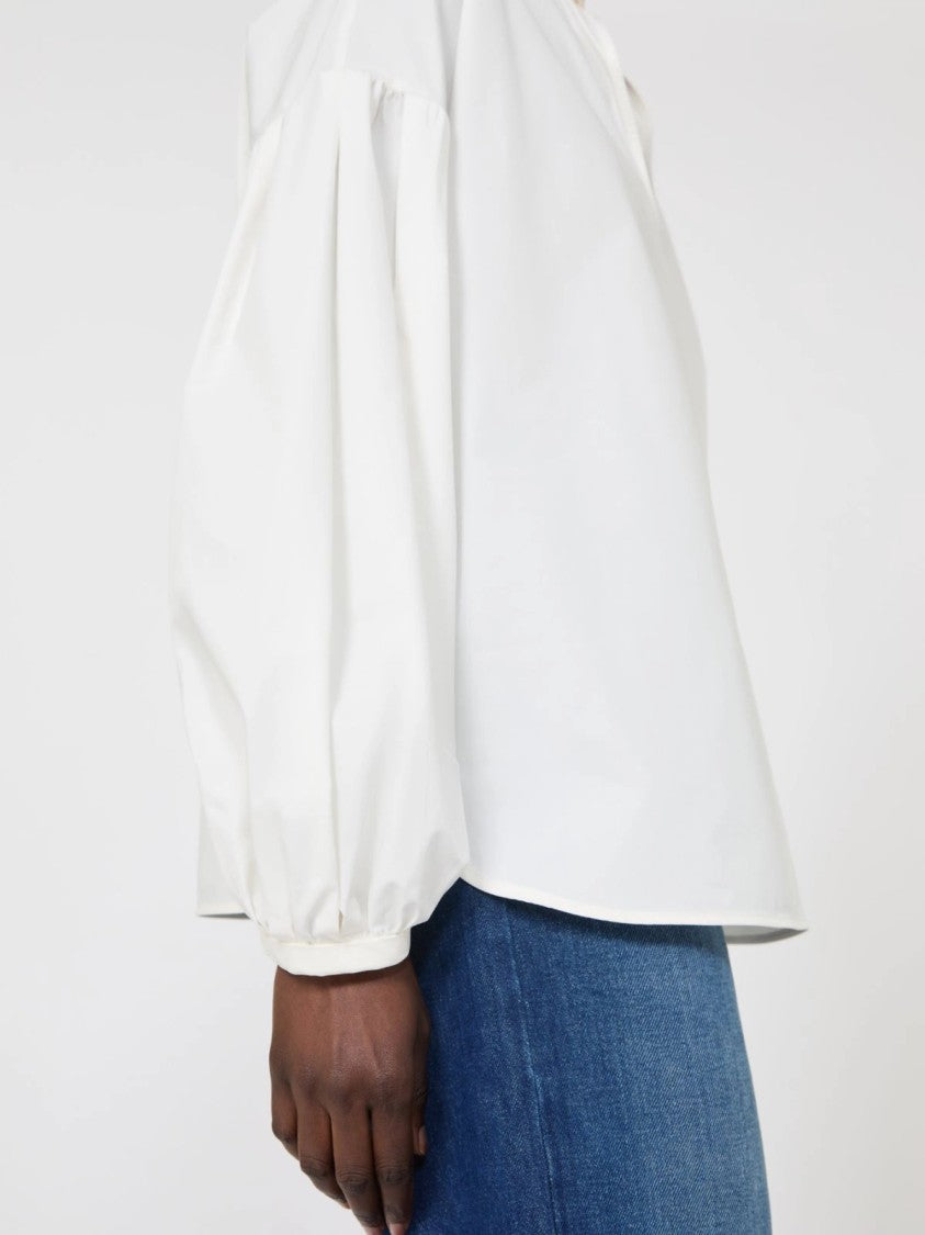 Max Mara Long-Sleeved Blouse With Gathered Sleeves And Stand Collar