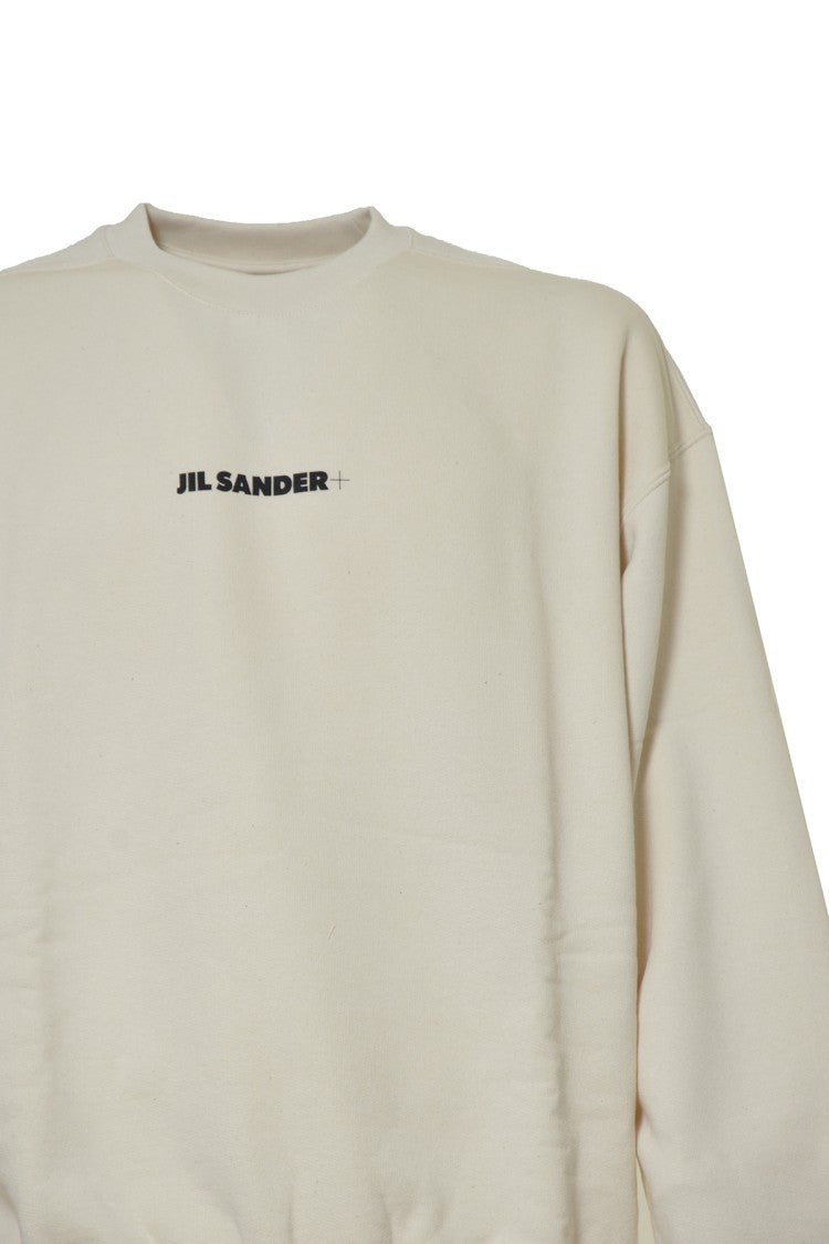 Jil Sander Crew Neck Organic Cotton Sweatshirt With Contrast Logo