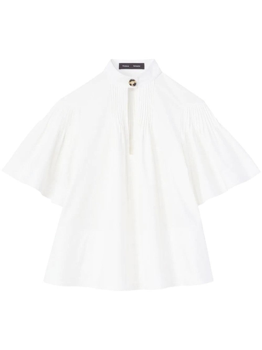 Proenza Schouler Relaxed Fit White Pintuck Blouse