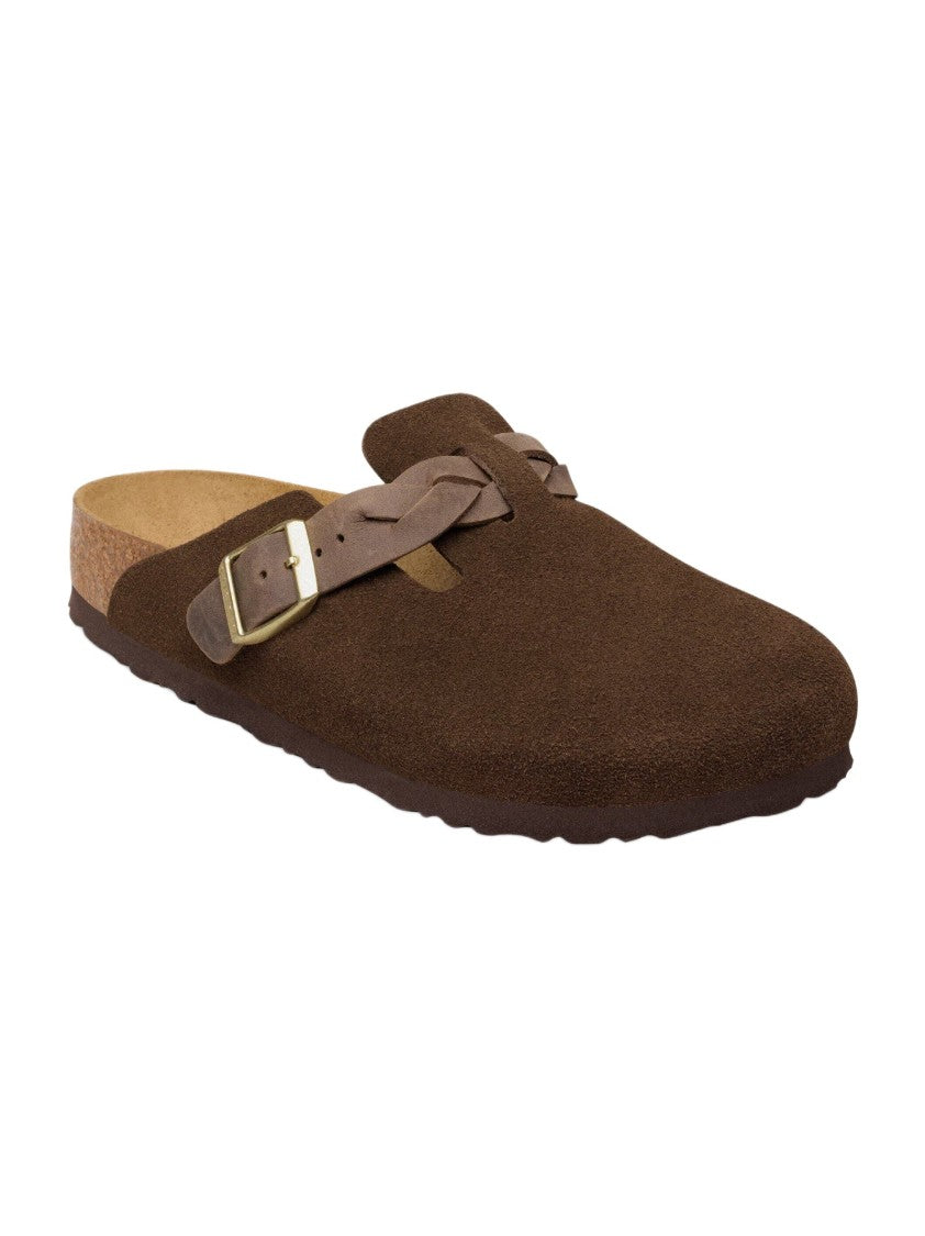 Birkenstock Suede Slide Sandals With Natural Leather Adjustable Strap