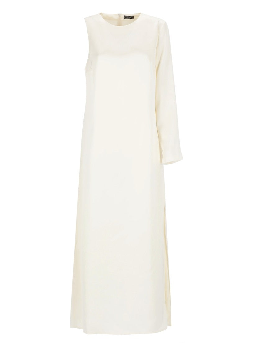 Peserico Aurea Ivory Viscose Oneshoulder Maxi Dress