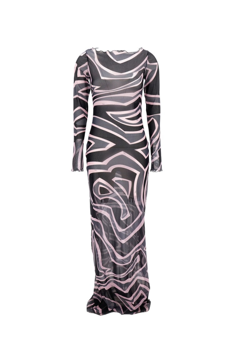 Emilio Pucci Long Sleeve Sheer Mesh Maxi Dress