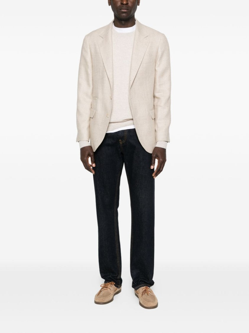 Brunello Cucinelli Beige Ribbed Finish Cashmere Sweater