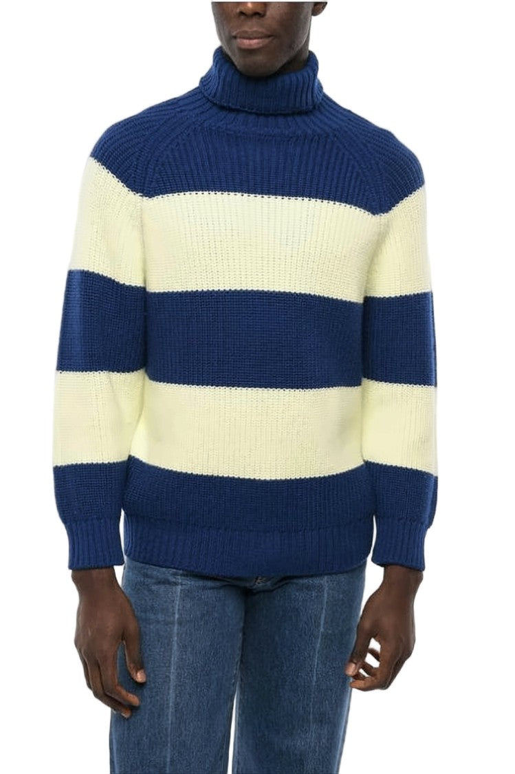 Sunnei Horizontal Striped Chunky Knit Turtleneck Sweater