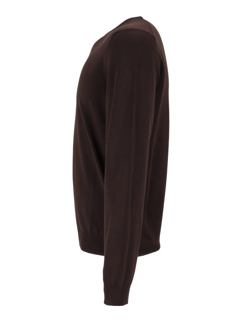 Slowear Zanone Brown Giro Crew Neck Wool Sweater