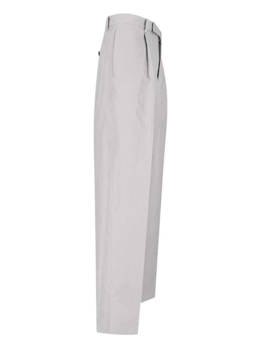 Jil Sander Grey High-Waisted Tailored Wide-Leg Trousers