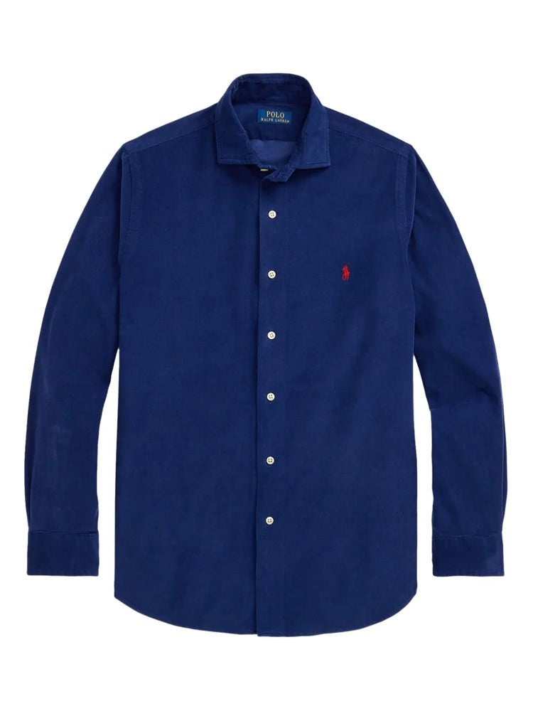 Polo Ralph Lauren Blue Long Sleeve Tailored Embroidered Cotton Long-Sleeve Shirt