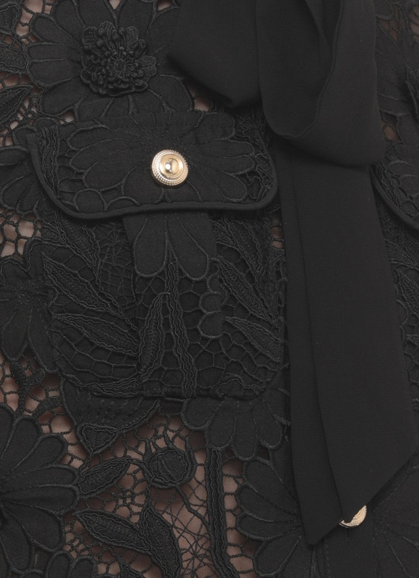 Self-Portrait Black Lace Bow Collar Blouse