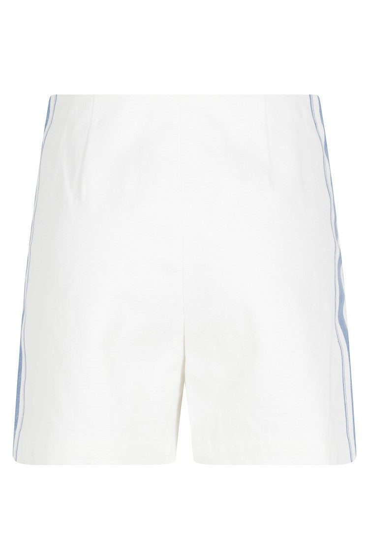 Low Classic White Striped Hidden-Placket Cotton-Blend Shorts