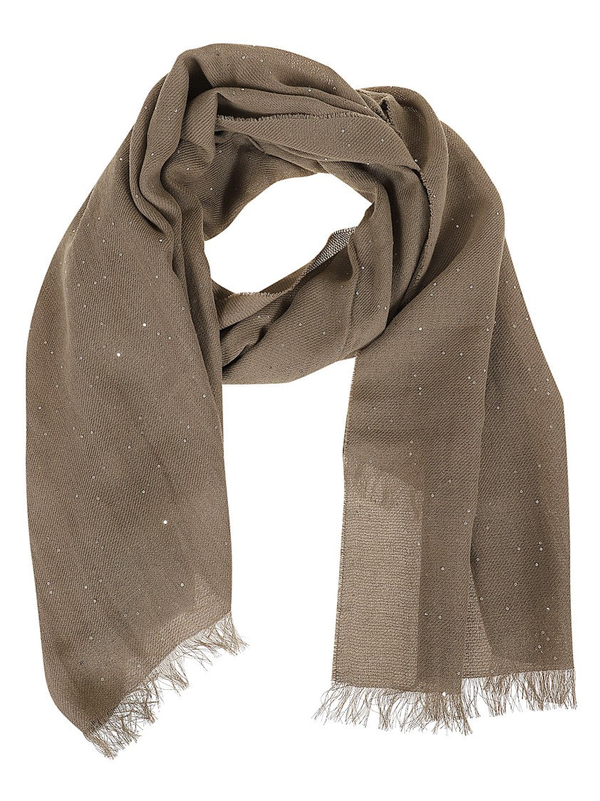Peserico Twill Weave Cotton Stole With Scattered Sequins