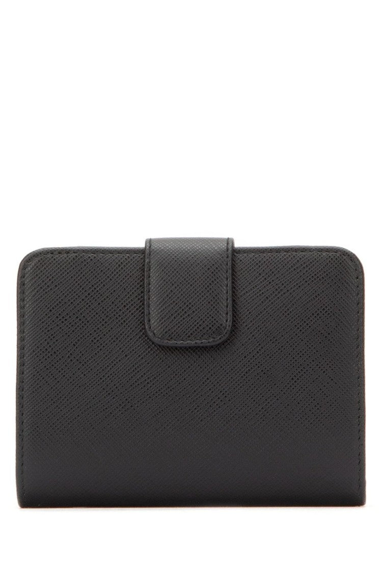 Prada Textured Leather Medium Wallet With Flap Closure