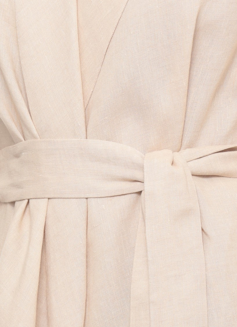 Antonelli Firenze Beige Katia Fringed Waist Belt Blazer