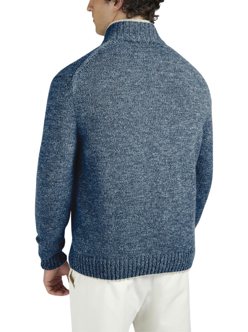 Paul & Shark Textured Knit Turtleneck Sweater With Half-Zip Closure