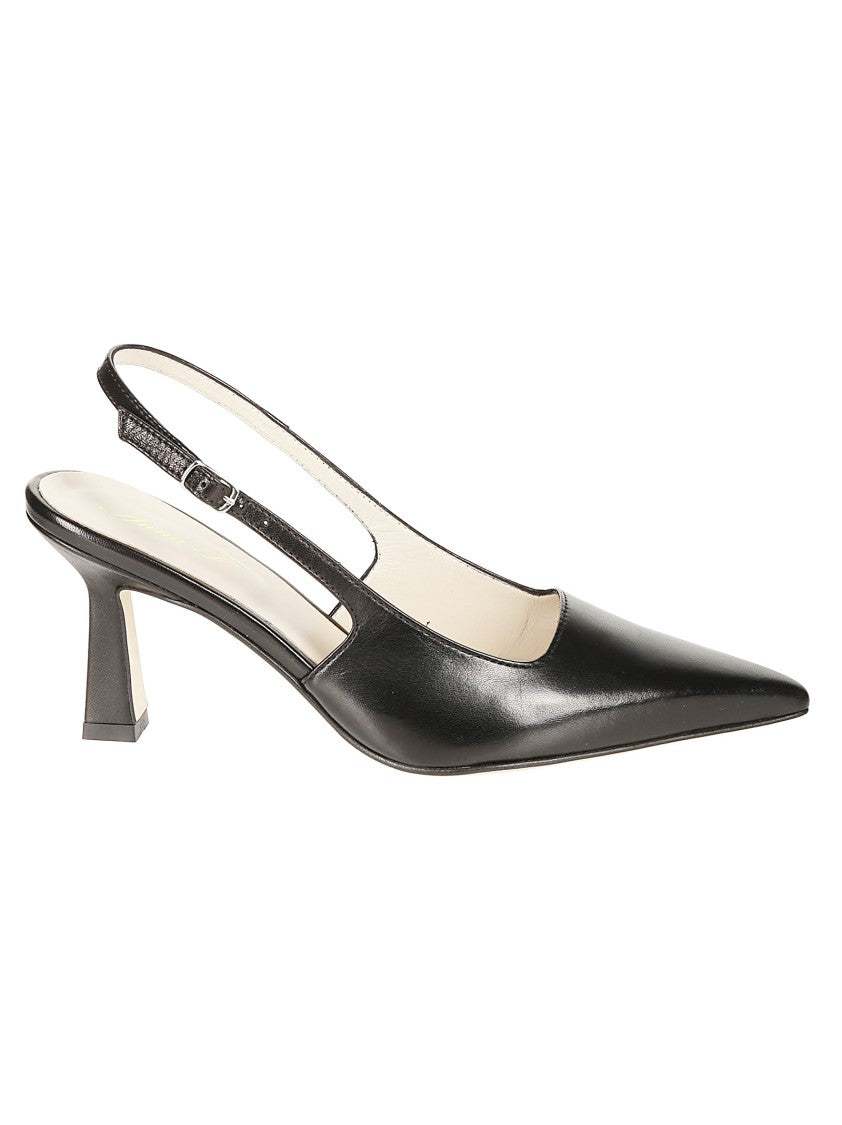 Anna F. Soft Black Nappa Pointed Toe Slingback Shoes