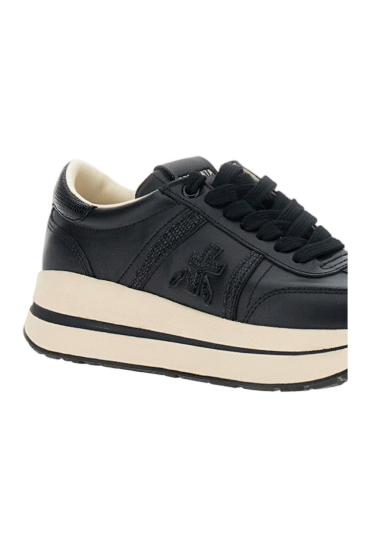Premiata Black Bethcoin 8503 Embossed Leather Platform Sneakers