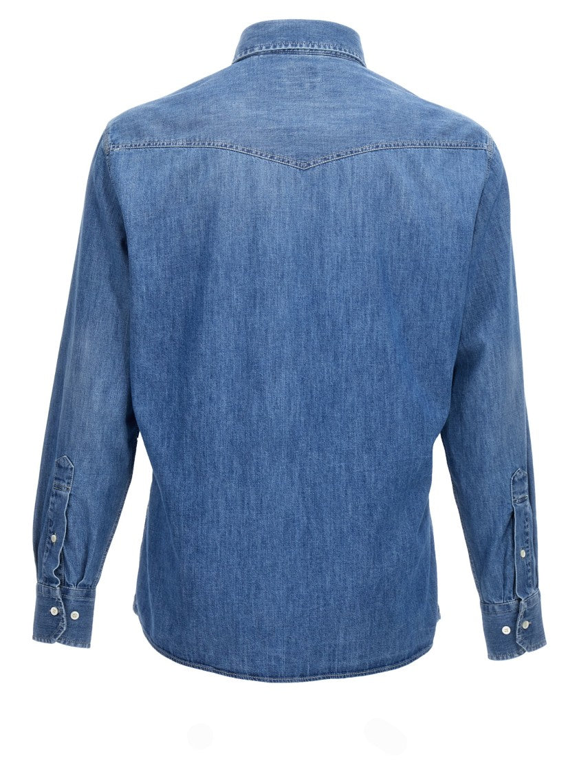Brunello Cucinelli Classic Blue Denim Shirt