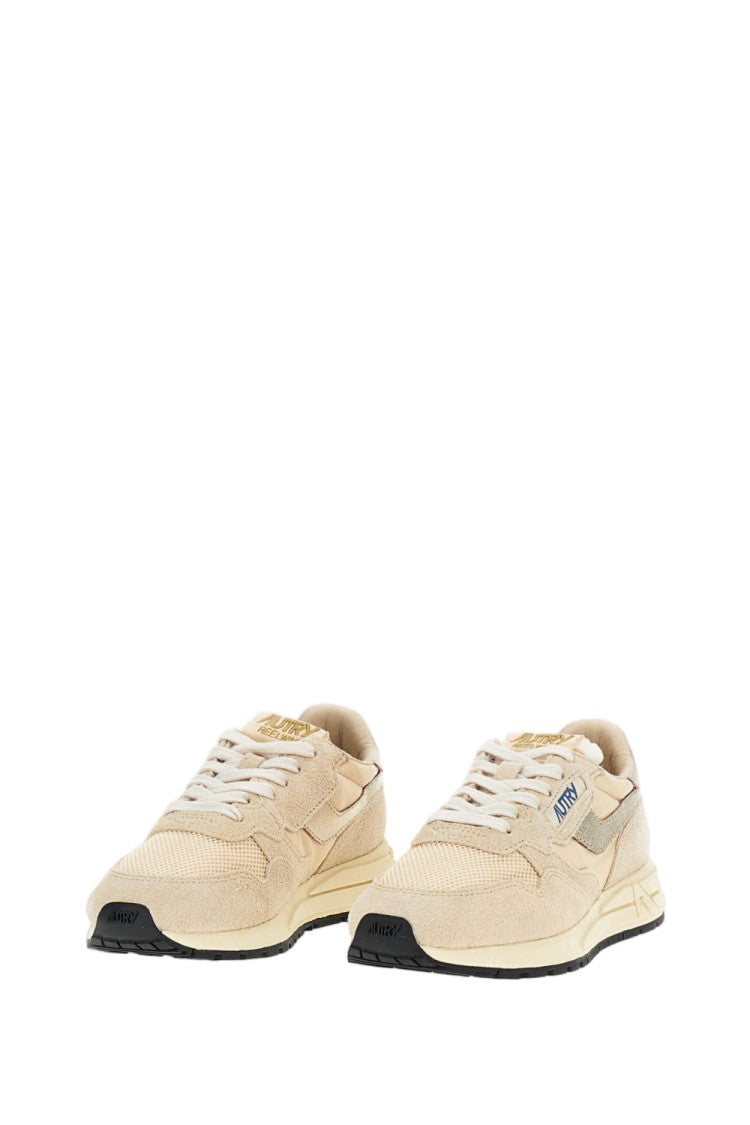 Autry Beige Reelwind Low Nylon Suede Sneakers