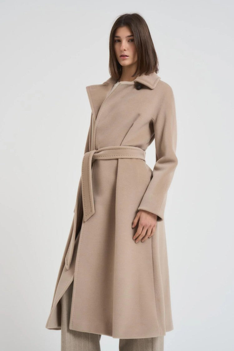 Max Mara Classic Long Coat With Wide Notched Collar