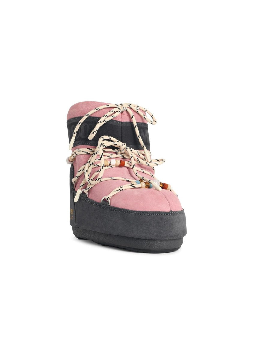 Moon Boot 'Icon Low' Pink Suede Boots
