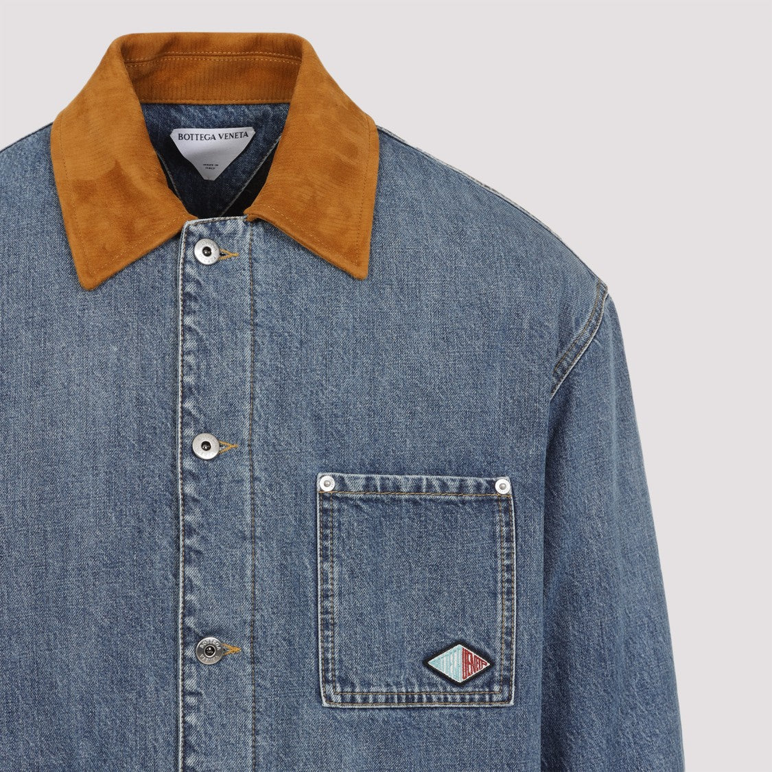 Bottega Veneta Mid Blue Cotton Suede Collar Denim Jacket