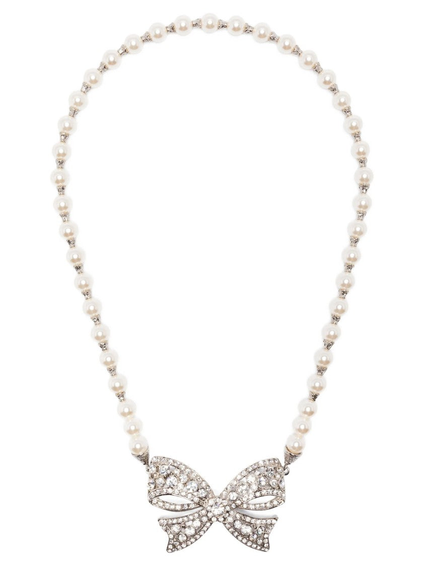 Alessandra Rich Pearl Bow Necklace