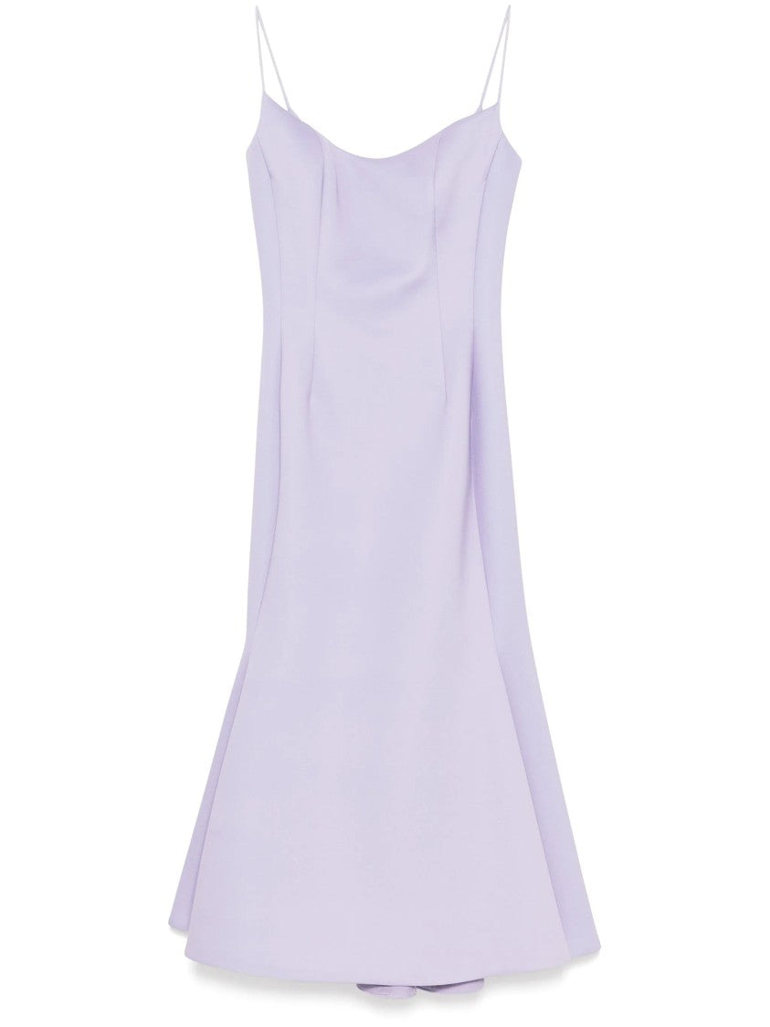 Saiid Kobeisy Mermaid Silhouette Lavender Midi Dress With Spaghetti Straps