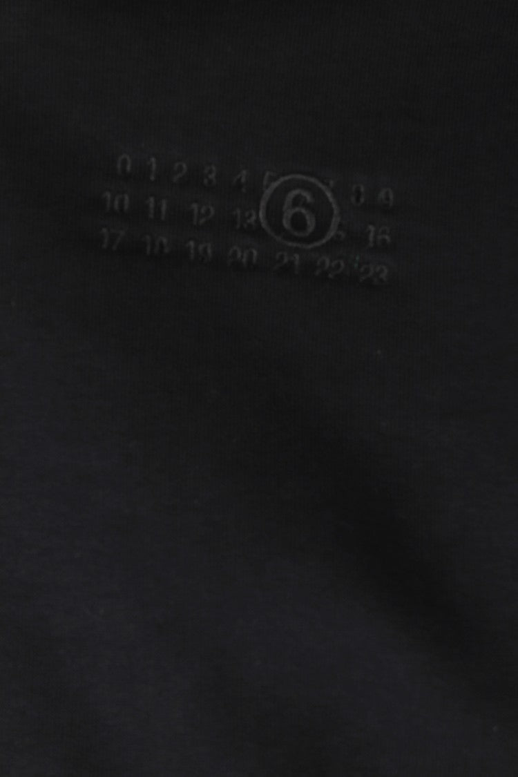 Mm6 By Maison Margiela Black Cropped Hooded Cotton Sweatshirt