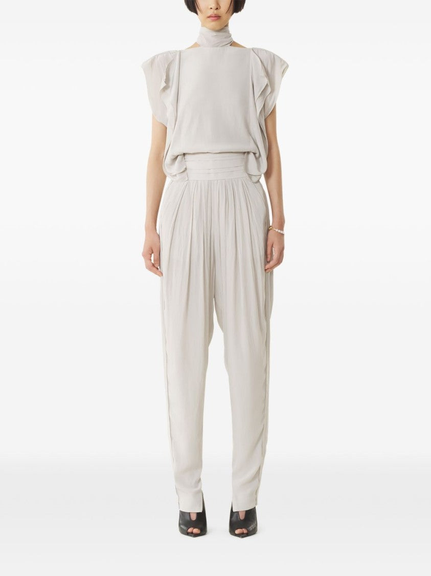 Lanvin Off-White Pleated Detail High-Waist Trousers