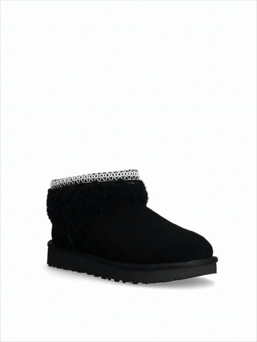 Ugg Ankle-High Suede Boots With Curly Wool Lining