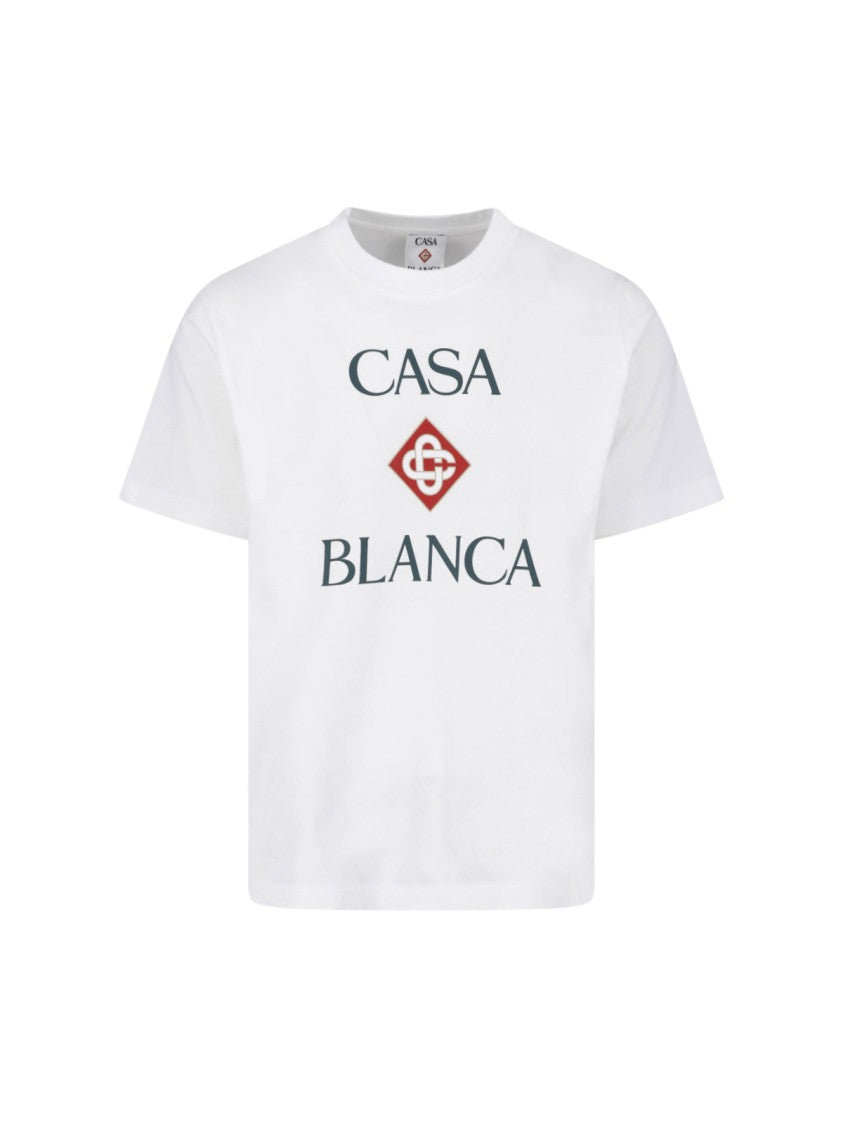 Casablanca Short-Sleeve T-Shirt With Bold Front Print And Classic Neckline