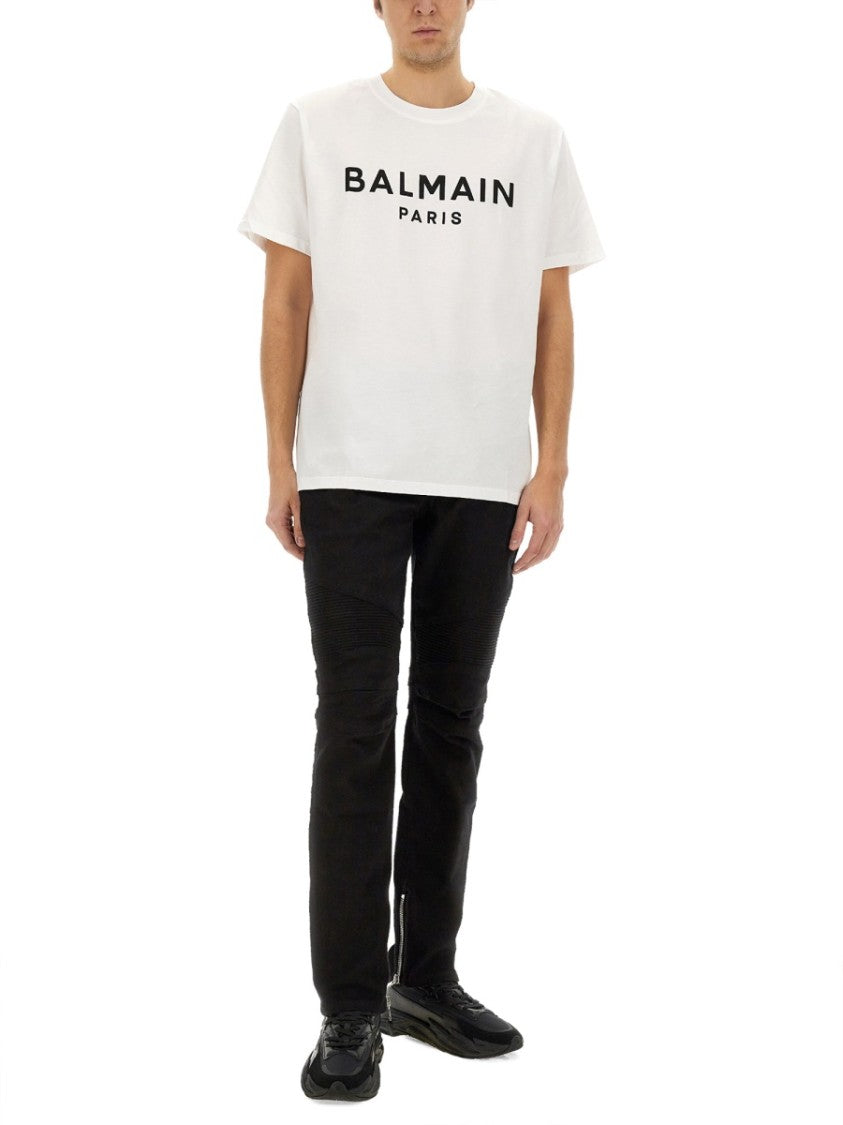 Balmain Slim-Fit Black Denim Biker Jeans