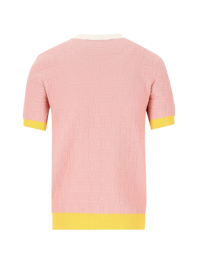 Fendi Color Block Ff Short-Sleeved Knit Top